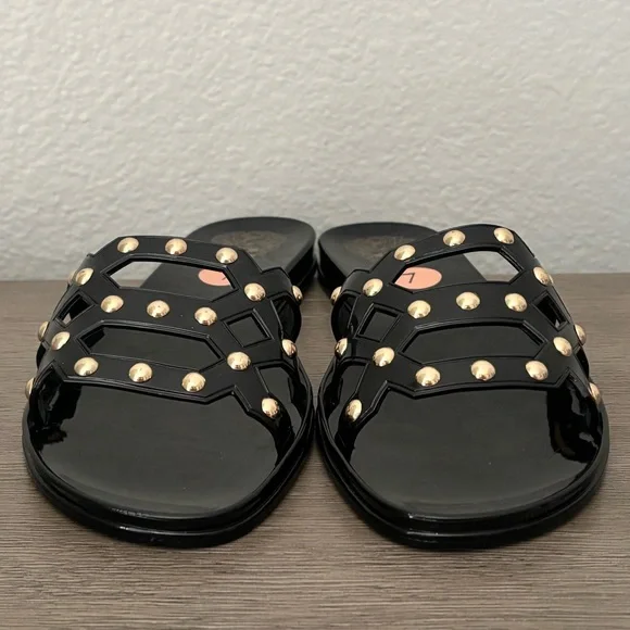 Vince Camuto • Carron Jelly Slide Sandals - Black w/ Gold Studs, Women’s Size 7 - Picture 4 of 14